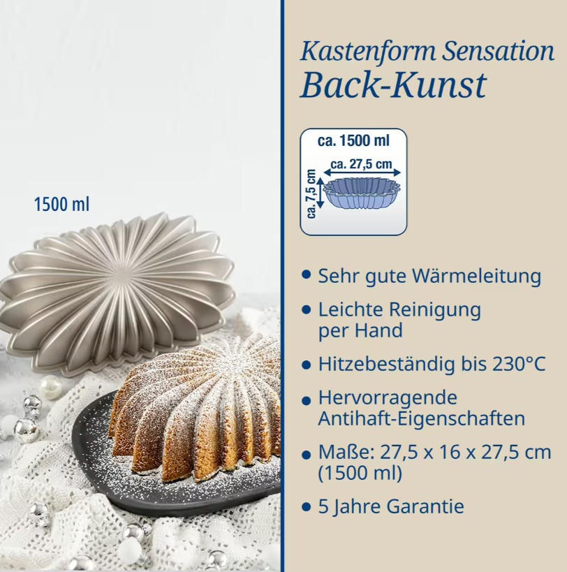 KASTENFORM  - Creme, Design, Metall (28/8/16,5cm) - Dr.Oetker