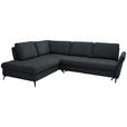 ECKSOFA in Struktur Anthrazit  - Anthrazit/Schwarz, Natur, Textil/Metall (233/288cm) - Valnatura