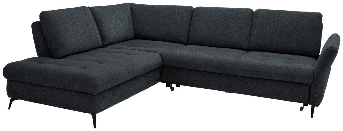 ECKSOFA Anthrazit Struktur  - Anthrazit/Schwarz, Natur, Textil/Metall (233/288cm) - Valnatura