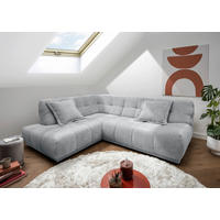 ECKSOFA ITALIA in Chenille Hellblau  203/254 cm  - Schwarz/Hellblau, MODERN, Kunststoff/Textil (203/254cm) - Livetastic