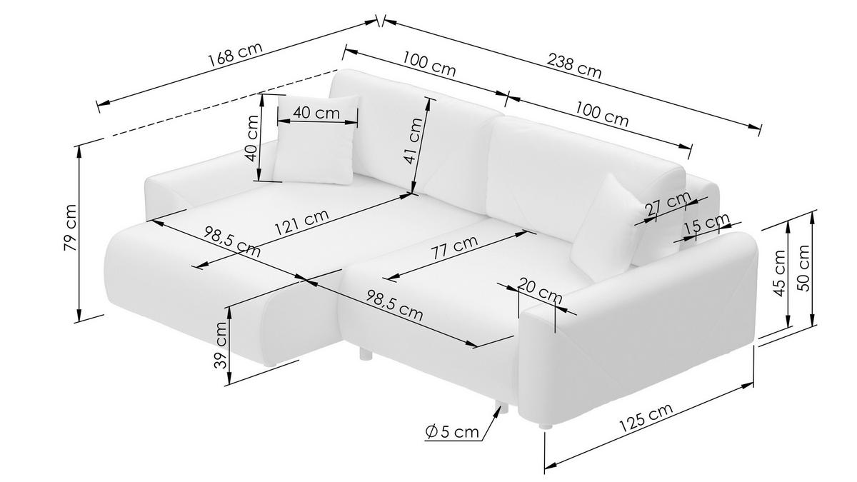 Ecksofa inkl. Funktionen Beige Cord  - Beige/Schwarz, MODERN, Kunststoff/Textil (238/168cm) - Stylife