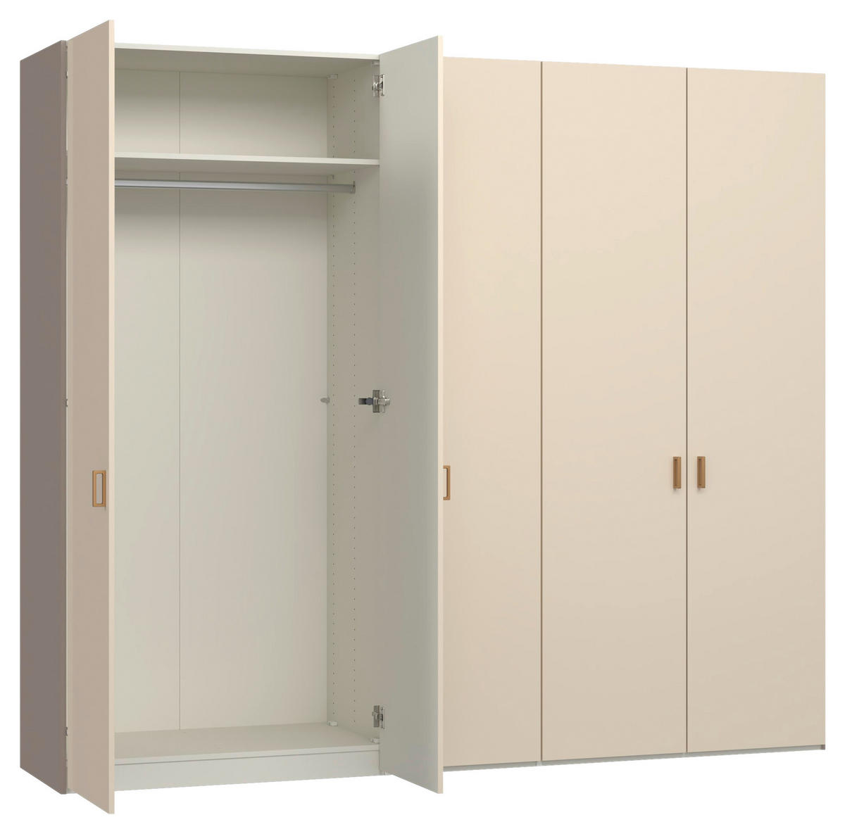 DREHTÜRENSCHRANK 253/220/59 cm,  in Creme, Hellbraun, 5-türig  - Hellbraun/Creme, Design, Glas/Holzwerkstoff (253/220/59cm) - Jutzler