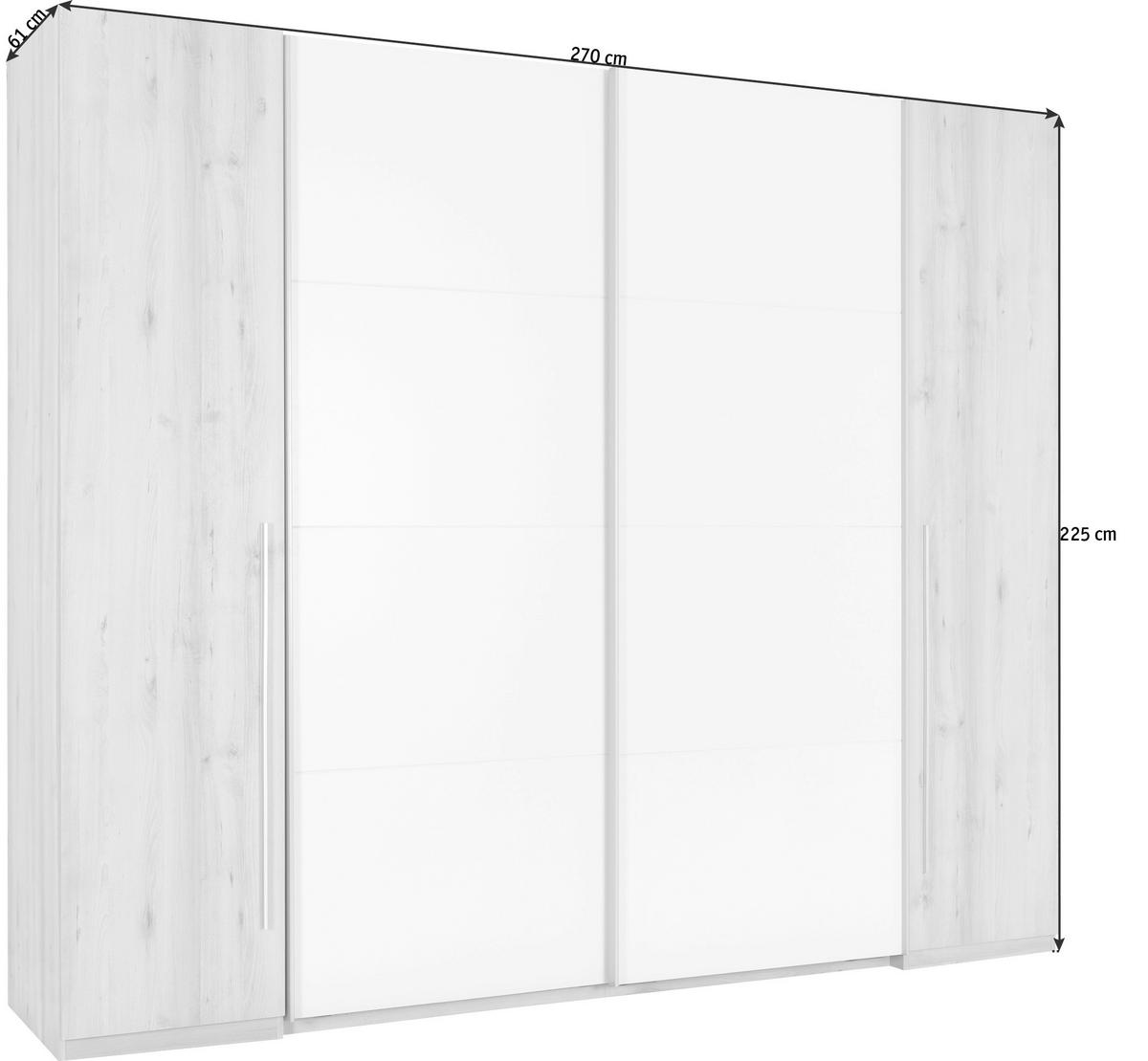 OMARA ZA OBLAČILA, bela, barve bukve  - bela/barve aluminija, Design, umetna masa/leseni material (270/225/61cm) - Ti'me