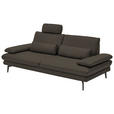 3-SITZER-SOFA in Leder Graubraun  - Graubraun/Schwarz, Design, Leder/Metall (222/86/104cm) - Dieter Knoll