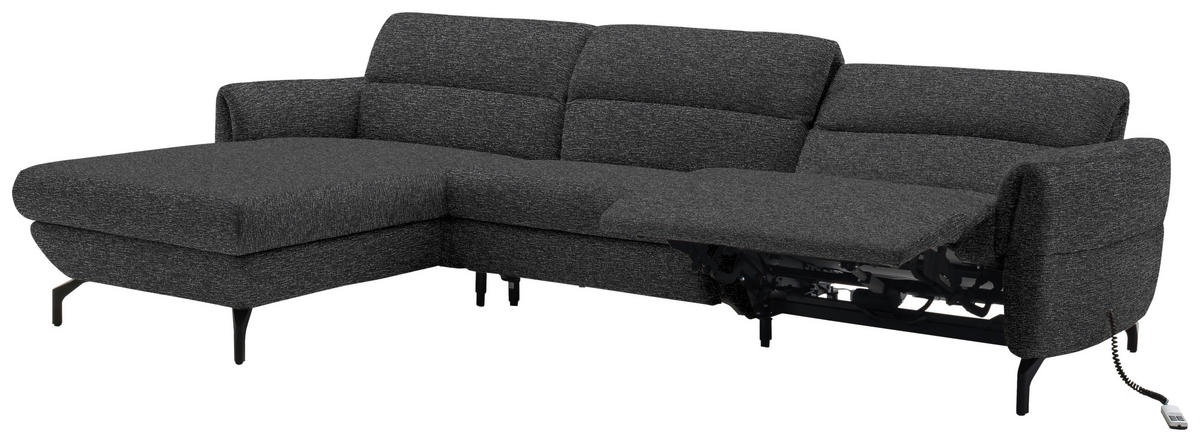 ECKSOFA Anthrazit Chenille  - Anthrazit/Schwarz, Design, Textil/Metall (187/299cm) - Schöner Wohnen