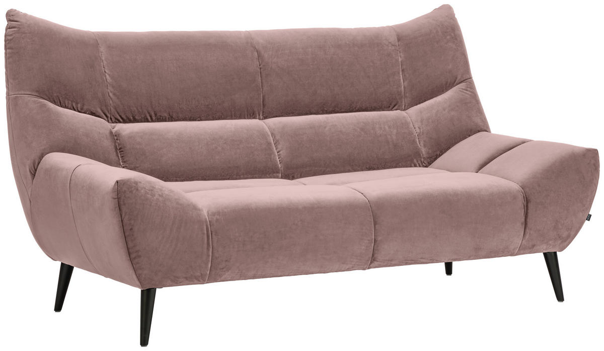 2-SITZER-SOFA in Mikrofaser Altrosa  - Schwarz/Altrosa, Design, Textil/Metall (190/106/99cm) - Xora
