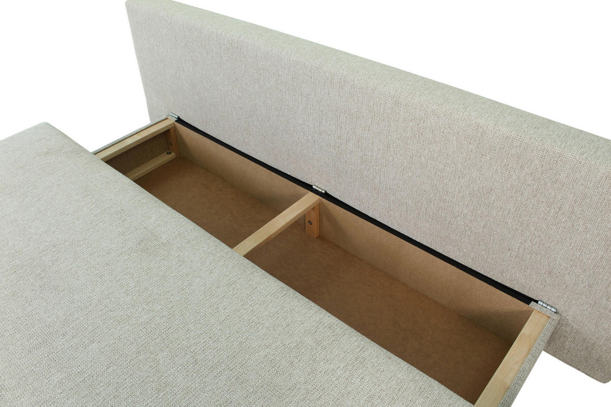 SCHLAFSOFA Webstoff Taupe  - Taupe/Schwarz, Design, Textil/Metall (197/84/92,5cm) - home24