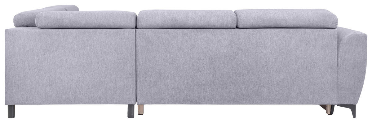 ECKSOFA Grau Velours  - Schwarz/Grau, KONVENTIONELL, Textil/Metall (255/217cm) - Carryhome