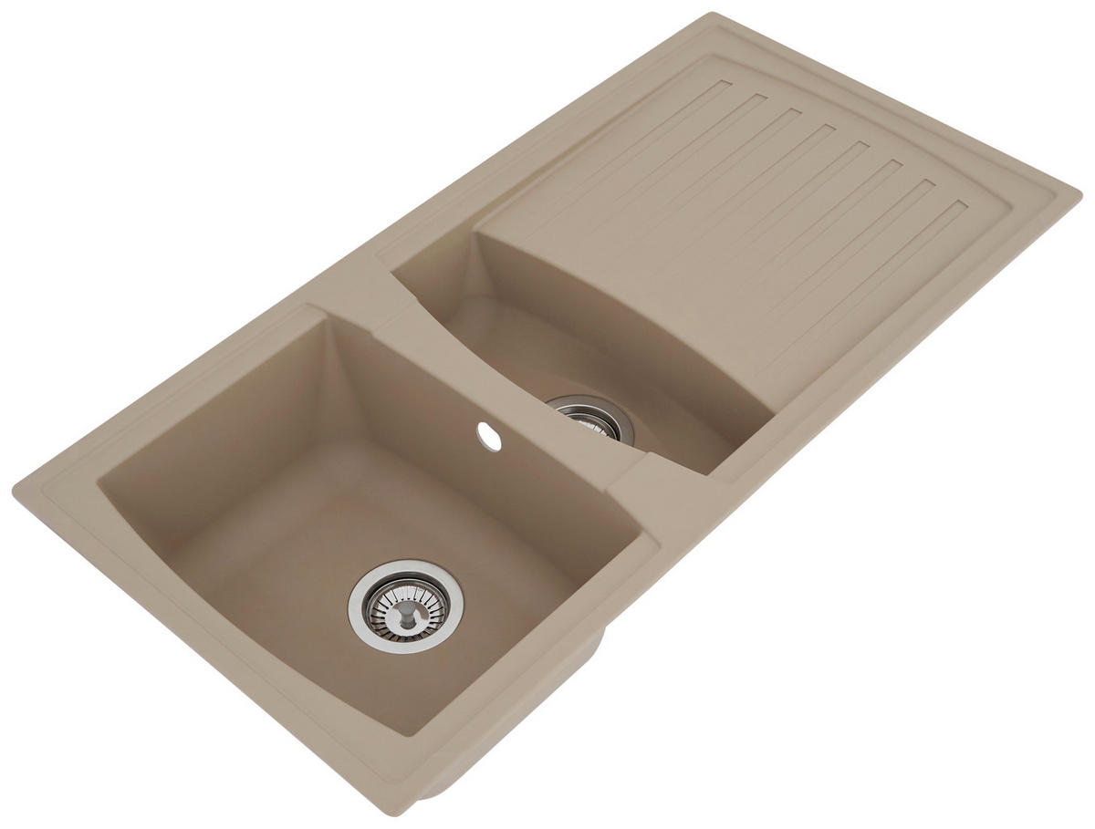 SPÜLE 1712BOSTON100X50B  - Beige, Trend, Glas/Kunststoff (100/20/50cm) - Respekta