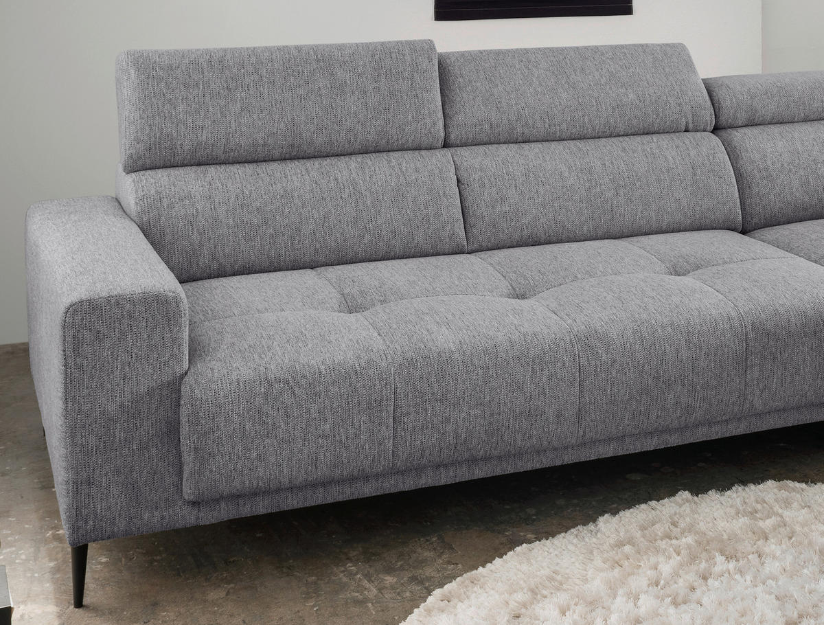 ECKSOFA Dunkelgrau Chenille  - Dunkelgrau/Schwarz, KONVENTIONELL, Textil/Metall (276/188cm) - Livetastic