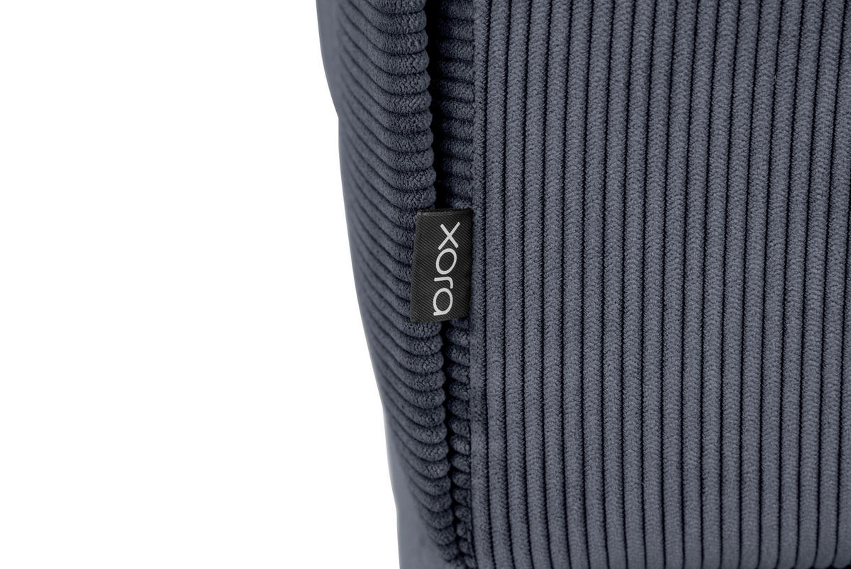 ECKSOFA ERNO in Cord Graublau  262/183 cm  - Graublau/Schwarz, Design, Textil/Metall (262/183cm) - MID.YOU