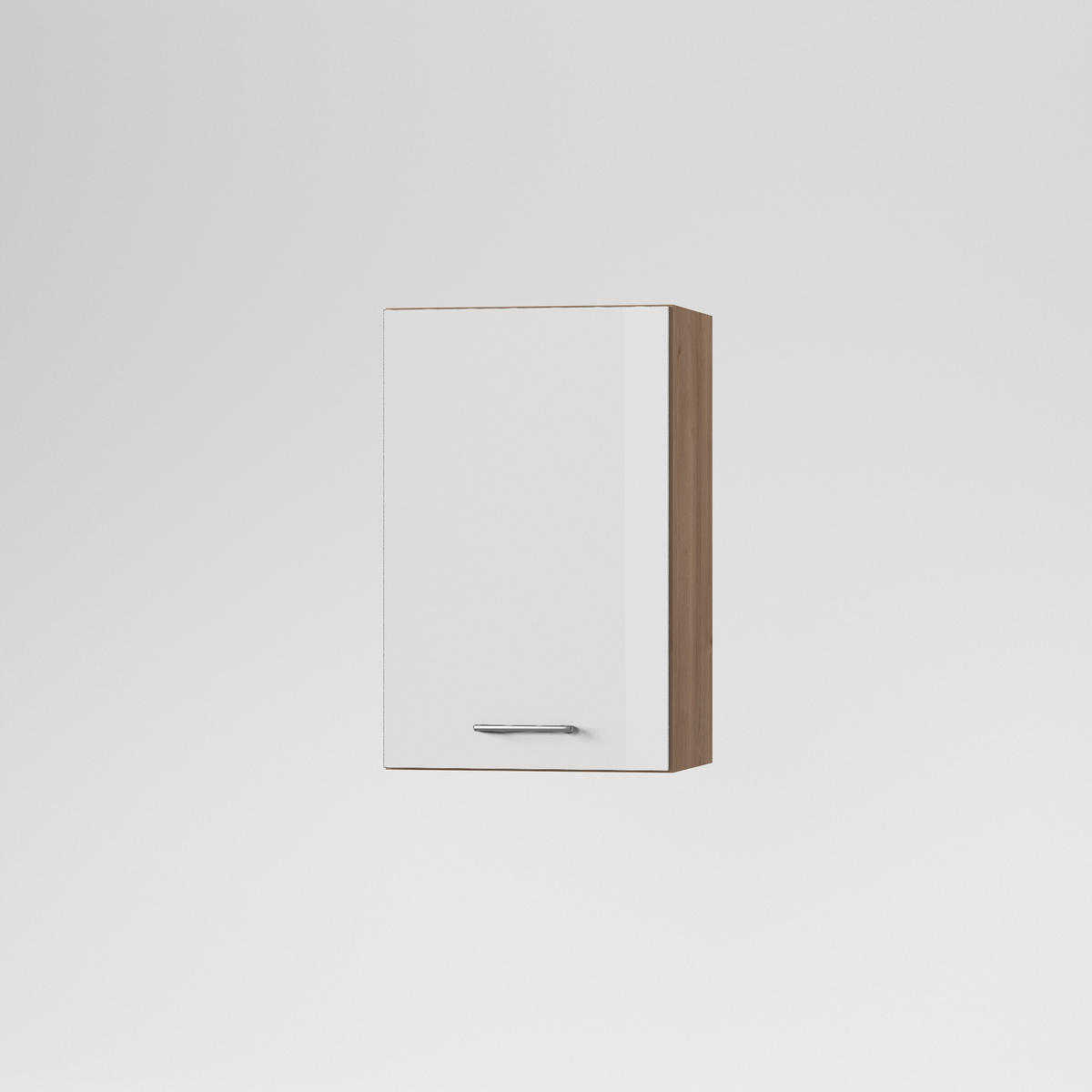 KONYHAI FALISZEKRÉNY - tölgyfa/magasfényű fehér, Basics, fa/fém (50/72/33cm) - Carryhome