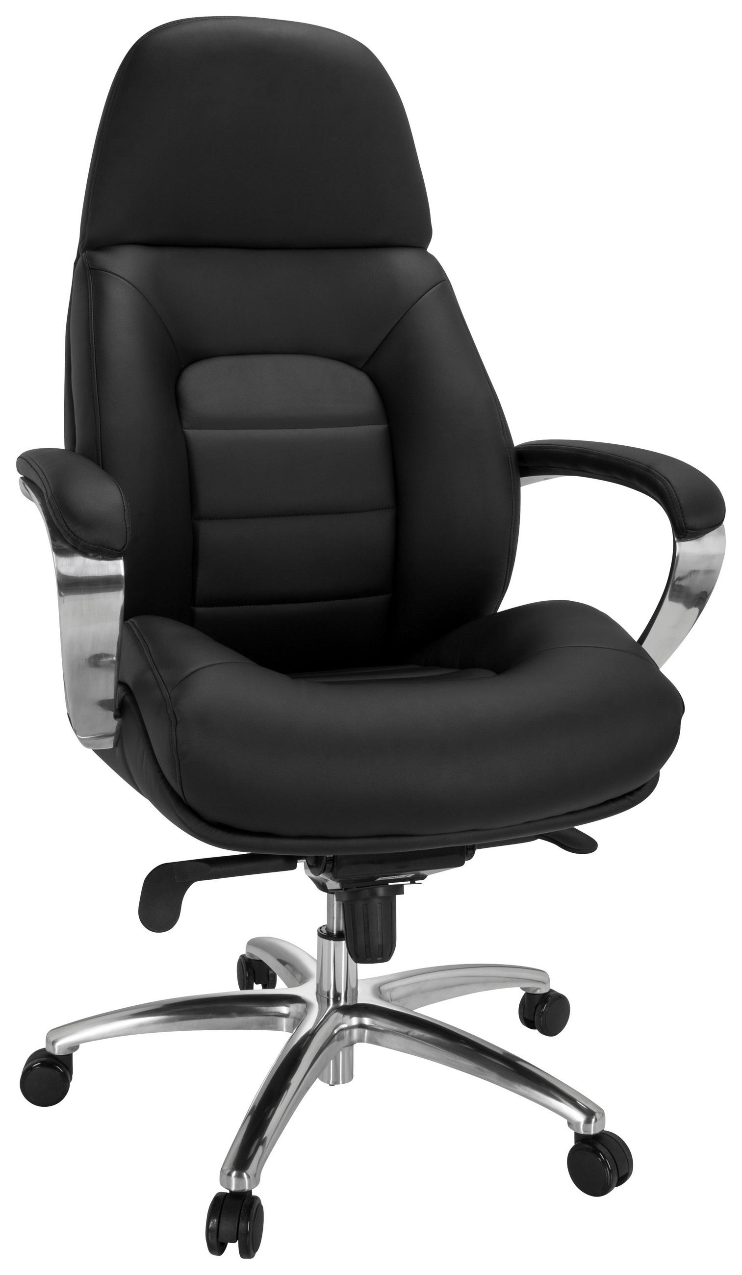 CHEFSESSEL  in Lederlook Schwarz  - Silberfarben/Schwarz, MODERN, Kunststoff/Textil (73/137/73cm) - MID.YOU