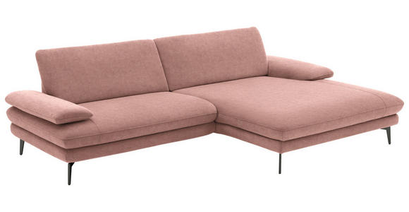 ECKSOFA in Velours Flieder 284/184 cm - Flieder/Schwarz, Design, Textil/Metall (284/184cm) - Dieter Knoll
