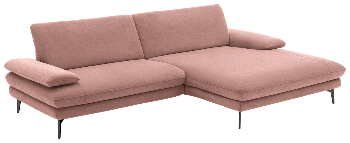 ECKSOFA in Velours Flieder  - Flieder/Schwarz, Design, Textil/Metall (284/184cm) - Dieter Knoll