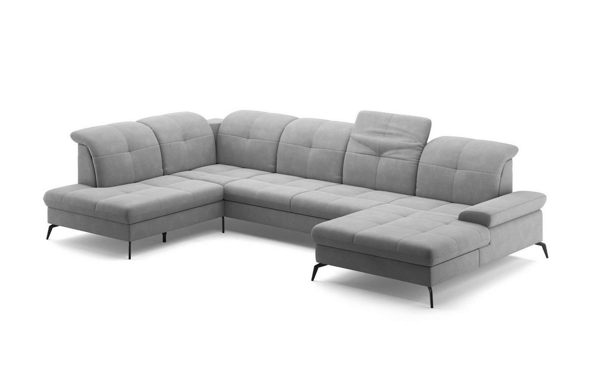 WOHNLANDSCHAFT in Flachgewebe Grau  - Schwarz/Grau, Konventionell, Textil/Metall (231/357/185cm) - Sit & More