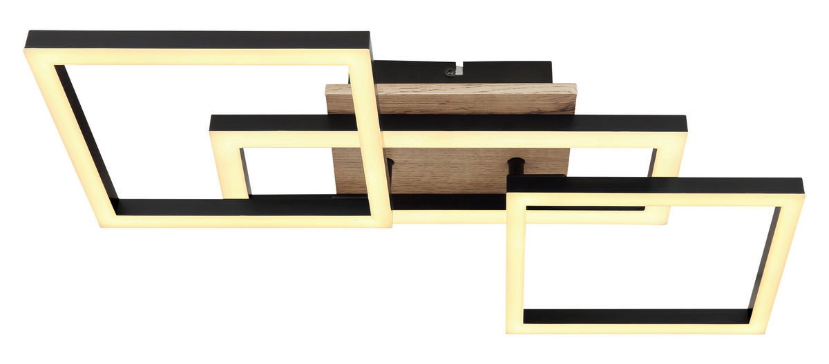DECKENLEUCHTE 24 W    70/31/12 cm  - Opal/Schwarz, Trend, Holzwerkstoff/Kunststoff (70/31/12cm) - Globo