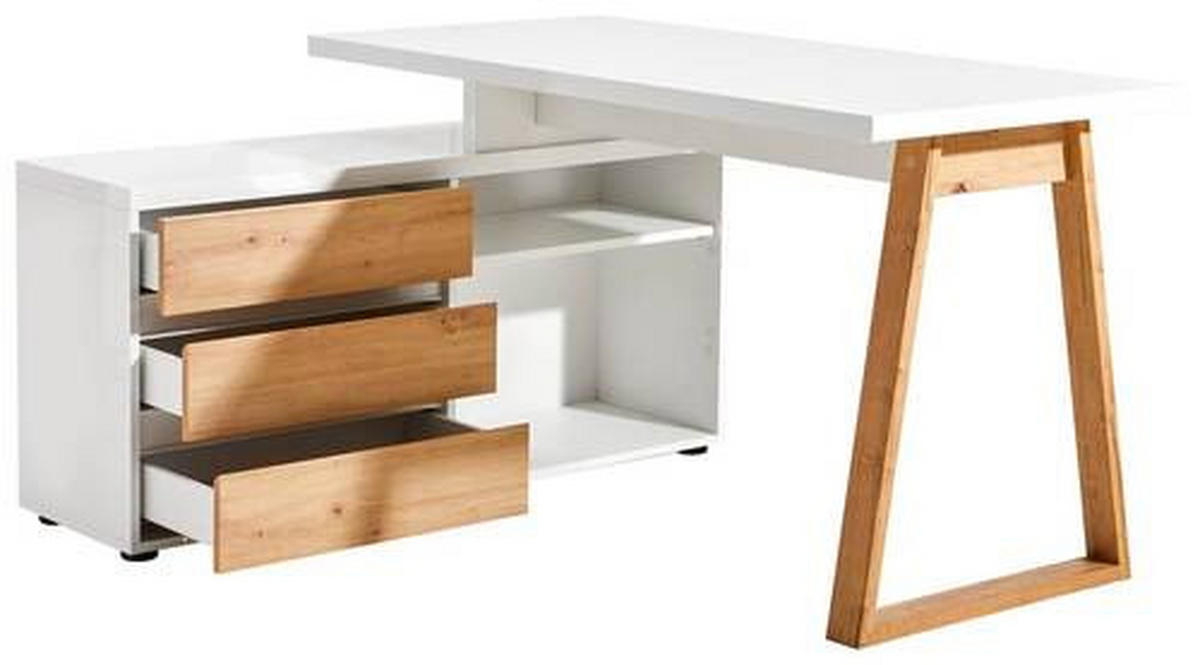 ROHOVÝ PÍSACÍ STÔL, biela, dub artisan, 135/120/75 cm - biela/dub artisan, Modern, kompozitné drevo (135/120/75cm) - Stylife