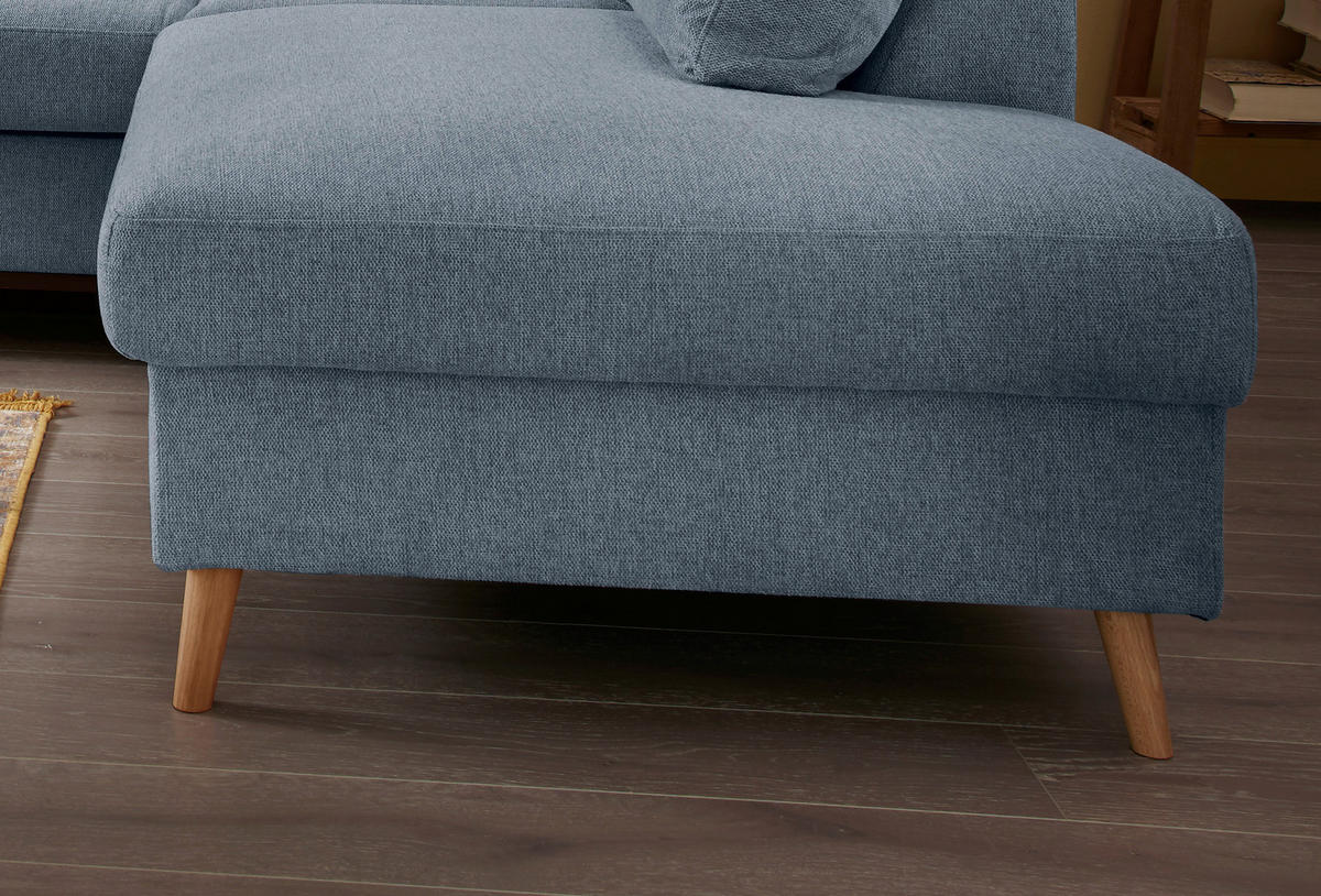 ECKSOFA Blau Struktur  - Blau/Naturfarben, KONVENTIONELL, Holz/Textil (230/200cm) - P & B