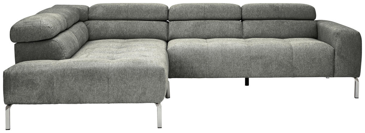ECKSOFA in Flachgewebe Dunkelgrau  224/282 cm  - Chromfarben/Dunkelgrau, KONVENTIONELL, Textil/Metall (224/282cm) - Hom`in