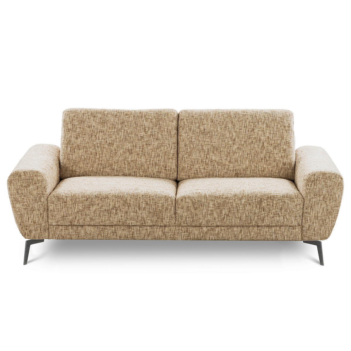 2-SITZER-SOFA SPRING Webstoff Hellbraun  - Hellbraun/Schwarz, Design, Textil/Metall (157/85/92cm) - Livetastic