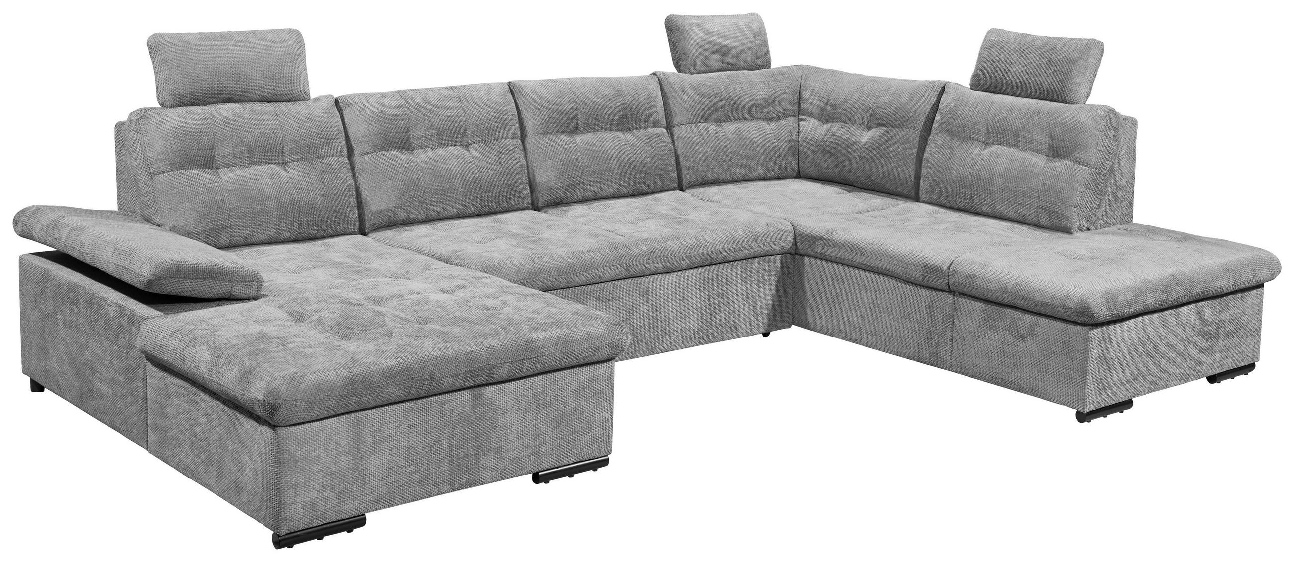 WOHNLANDSCHAFT RONDA Grau Webstoff  - Schwarz/Grau, Basics, Kunststoff/Textil (170/324/218cm) - Livetastic