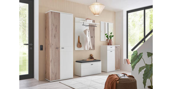 GARDEROBE 5-teilig in 260/198/37 cm - Eichefarben/Weiß, Design, Holzwerkstoff (260/198/37cm) - Voleo