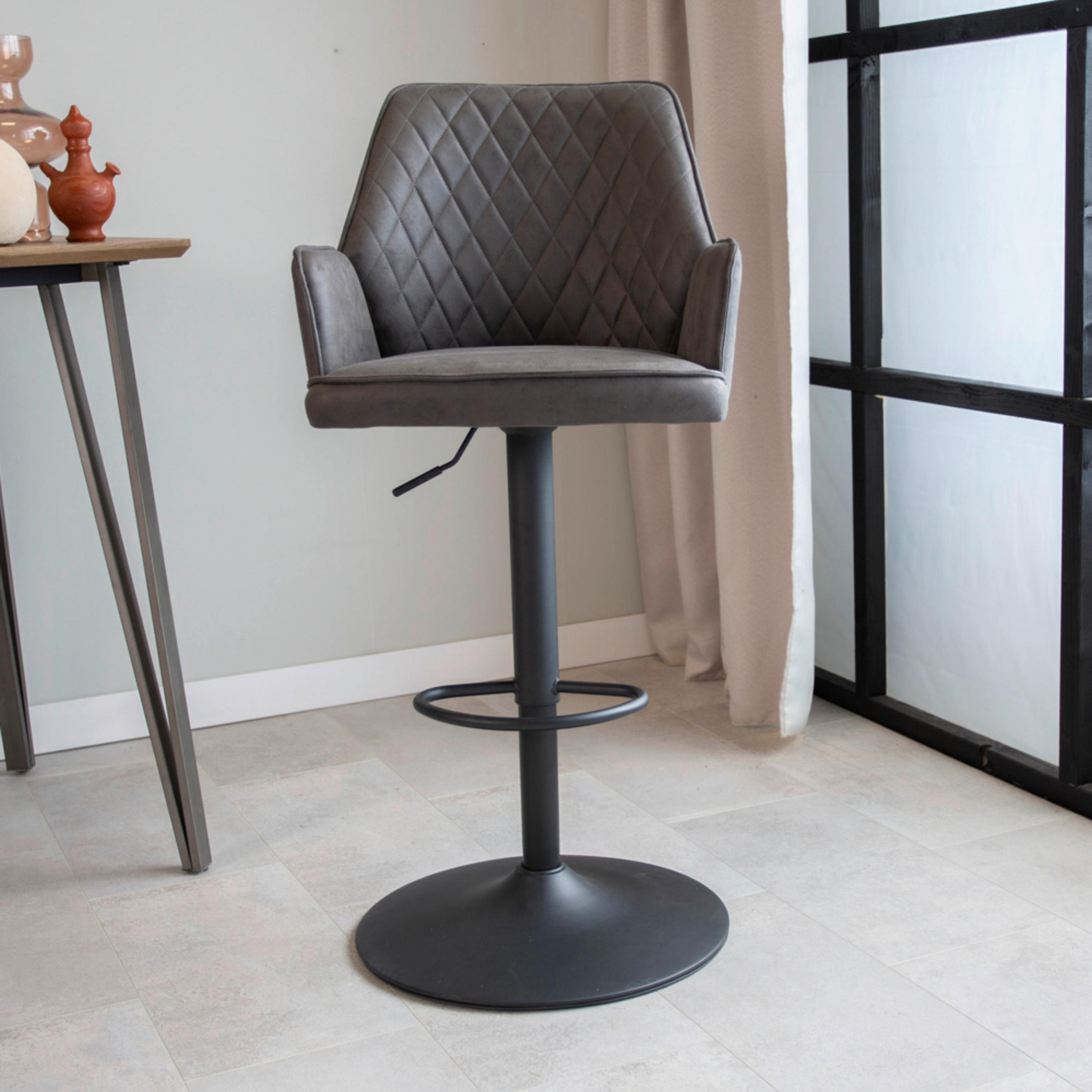 BARHOCKER Mikrofaser Anthrazit  - Taupe/Anthrazit, KONVENTIONELL, Textil/Metall (42/114/52cm) - MID.YOU