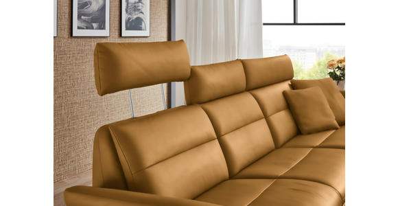 ECKSOFA in Echtleder Currygelb  300/157 cm  - Currygelb/Schwarz, Design, Leder/Metall (300/157cm) - Dieter Knoll