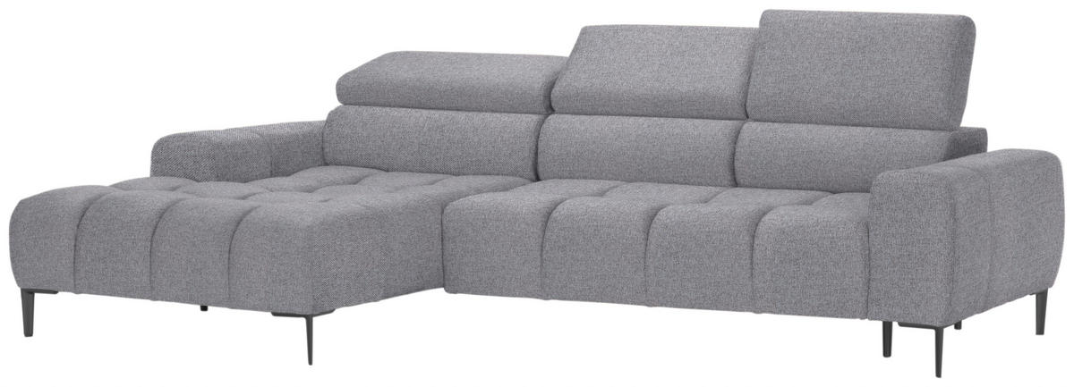 ECKSOFA in Webstoff Grau  177/270 cm  - Schwarz/Grau, Design, Textil/Metall (177/270cm) - Welnova