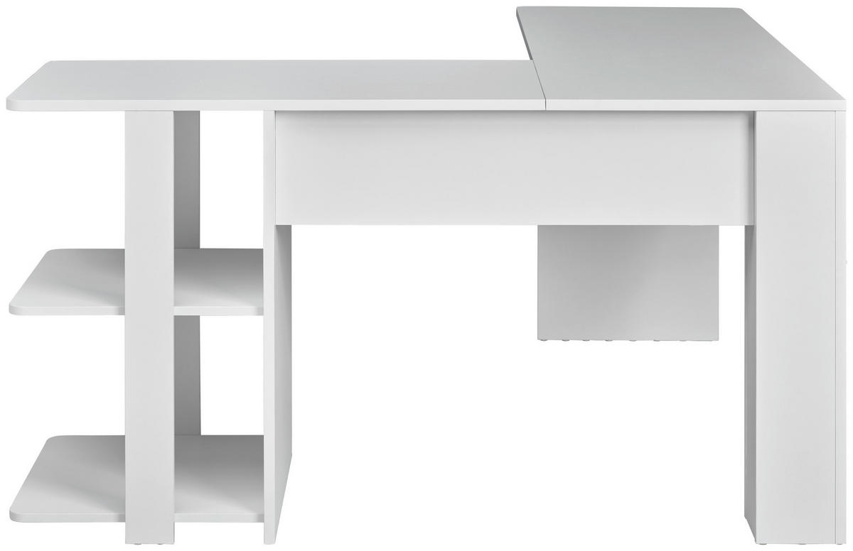 KOTNA PISALNA MIZA kovina, leseni material bela  - bela, Moderno, kovina/leseni material (140/75/140cm) - MID.YOU