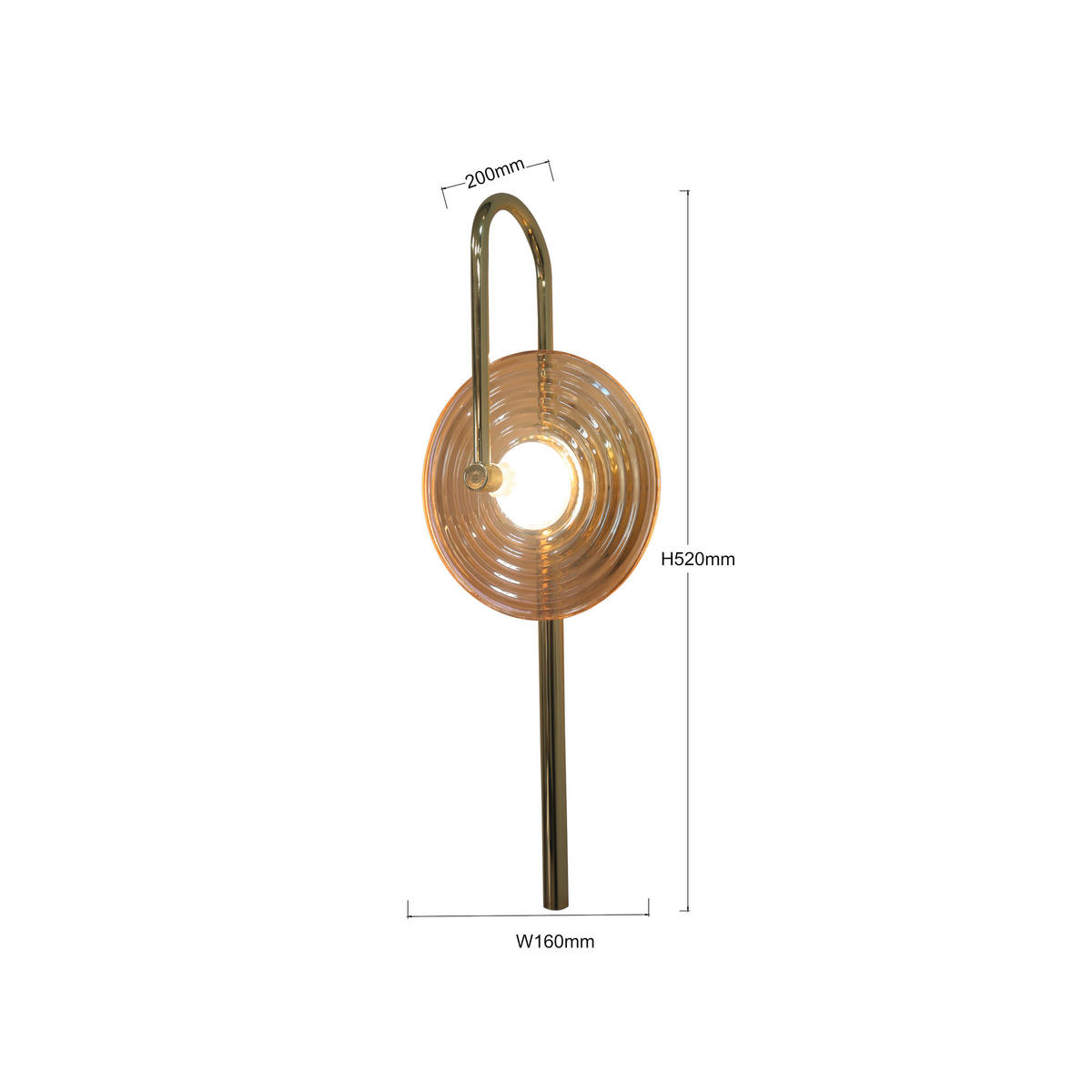 WANDLEUCHTE - Bernsteinfarben, Design, Glas (52/16/20cm)