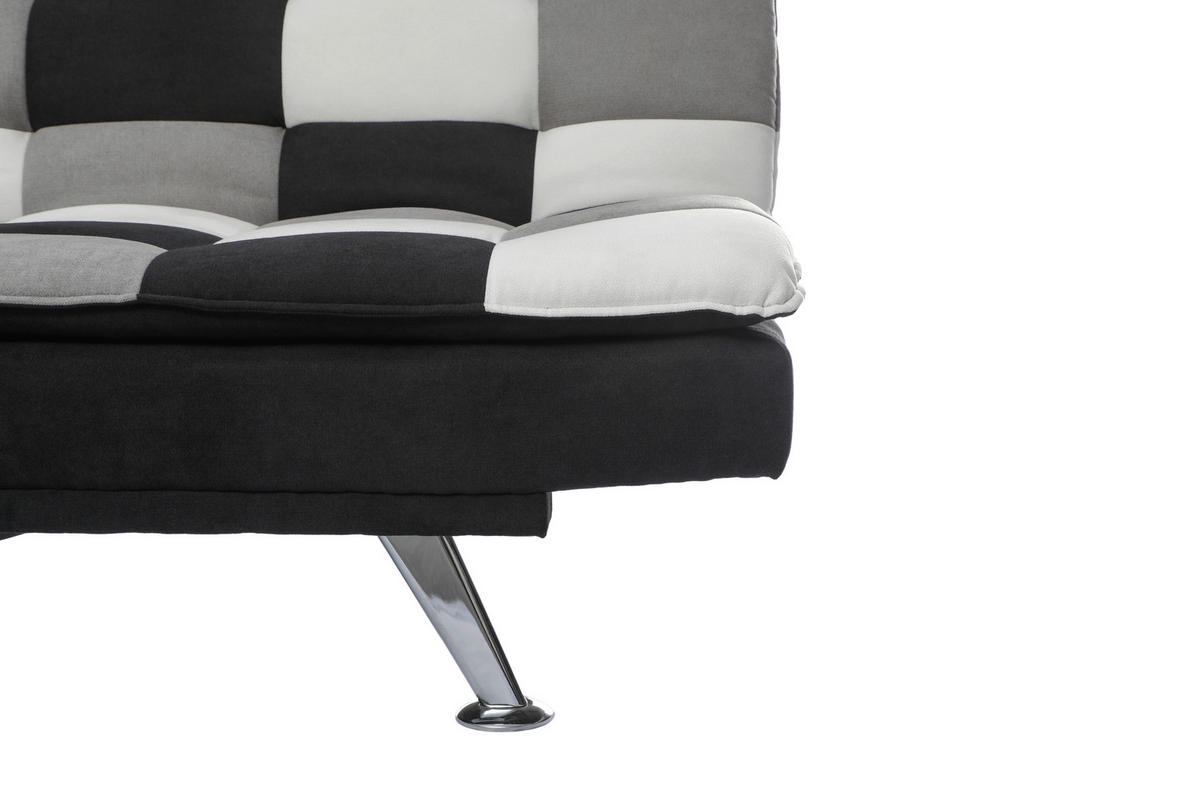 SCHLAFSOFA Samt Creme, Grau, Schwarz  - Silberfarben/Creme, Design, Textil/Metall (182/87/90cm) - P & B