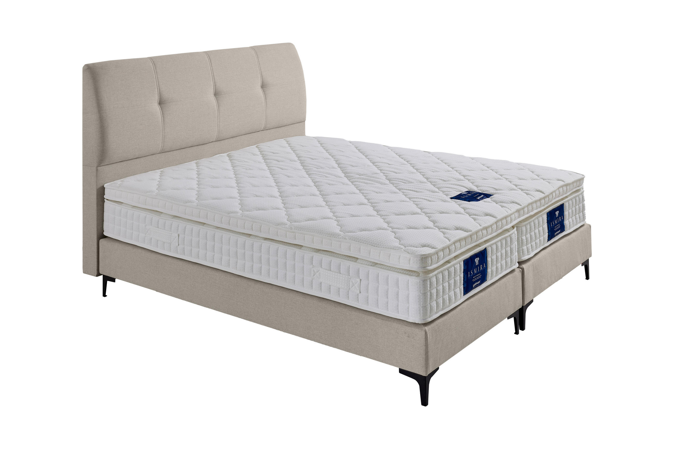 Thumbnail - Mid.you Boxspringbett, Creme, Textil, H2, 5-Zonen, Höhe ca. 21 cm, 140x200 cm, ISO 9001, DIN EN ISO 14001, FSC 100%, Mad...