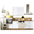 KÜCHENLEERBLOCK 330 cm   in Eichefarben, Weiß Hochglanz  - Eichefarben/Weiß Hochglanz, Design, Holzwerkstoff/Metall (330cm) - Xora