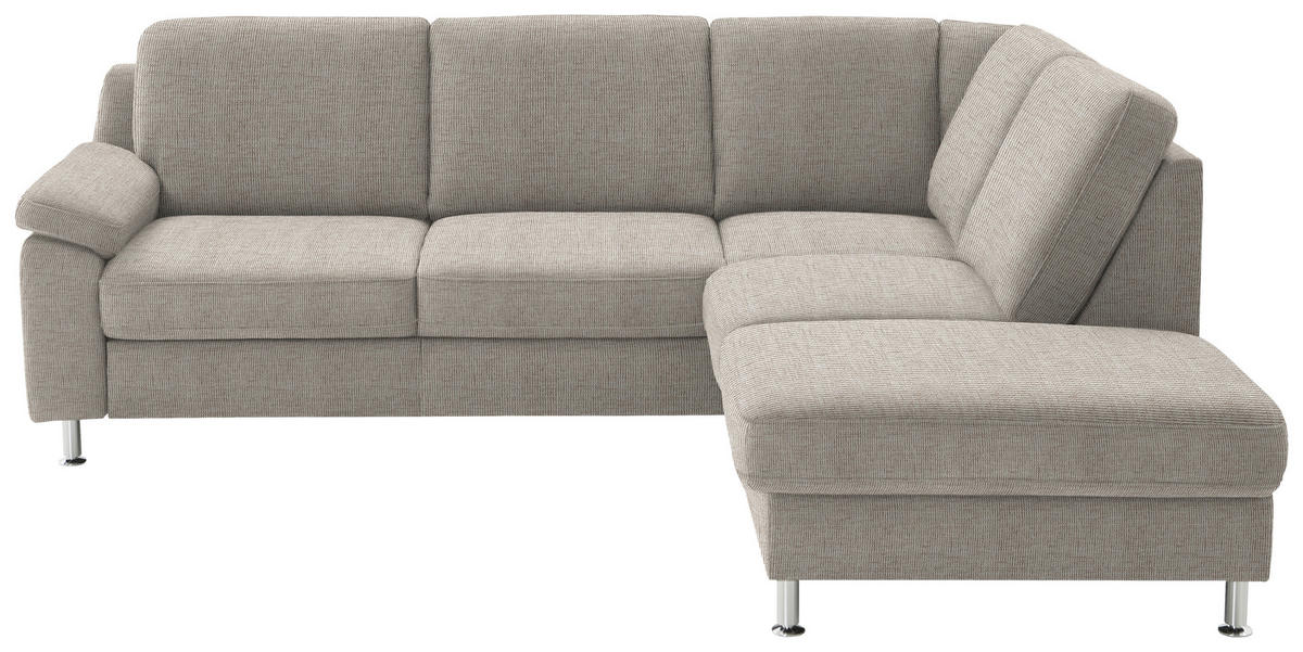ECKSOFA in Webstoff Beige  - Beige/Alufarben, Konventionell, Textil/Metall (241/200cm) - Beldomo System