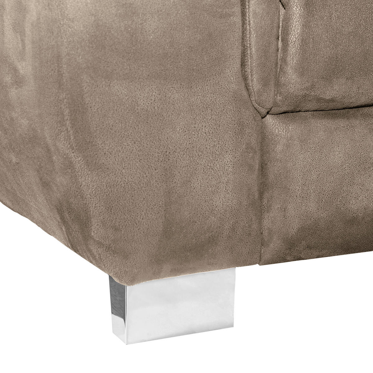 ECKSOFA Taupe Mikrofaser Rücken echt, Relaxfunktion, Kopfteilverstellung  - Taupe/Chromfarben, Design, Textil/Metall (276/238cm) - Livetastic