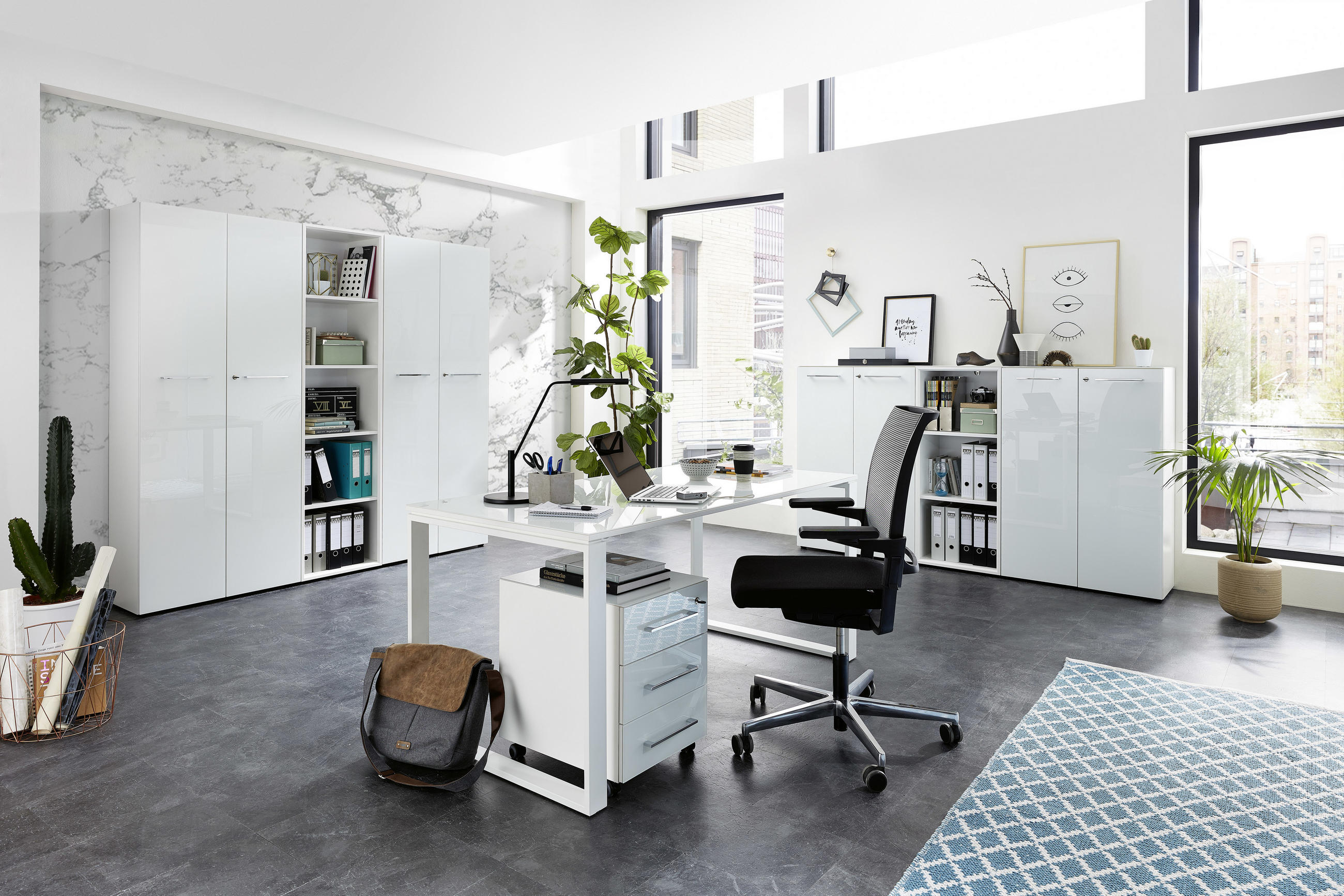 AKTENSCHRANK 80/196/37 cm - Weiss, Modern, Glas/Holzwerkstoff (80/196/37cm) - Germania