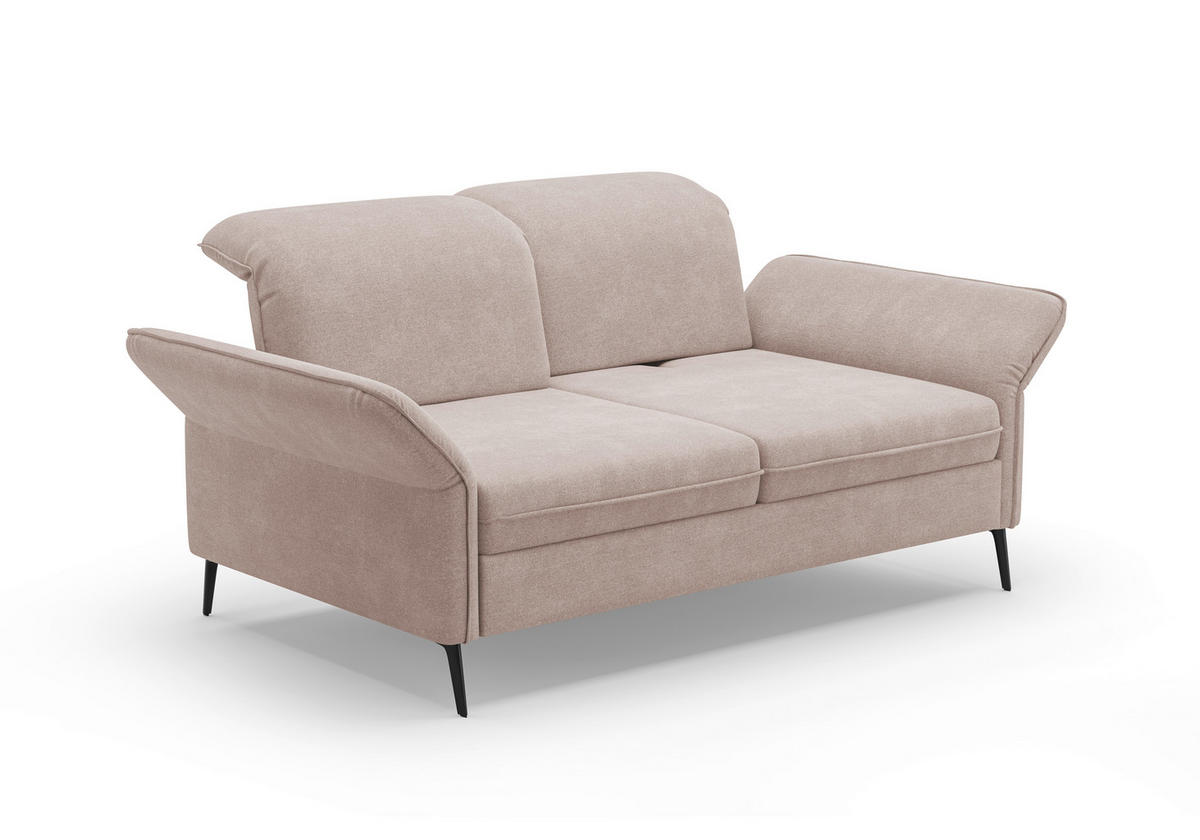 2,5-SITZER in Flachgewebe Greige  - Greige/Schwarz, KONVENTIONELL, Textil/Metall (189/92/123cm) - Sit & More