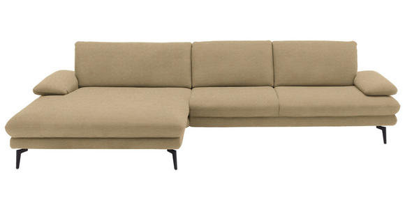 ECKSOFA in Velours Cappuccino 180/310 cm - Schwarz/Cappuccino, Design, Textil/Metall (180/310cm) - Dieter Knoll