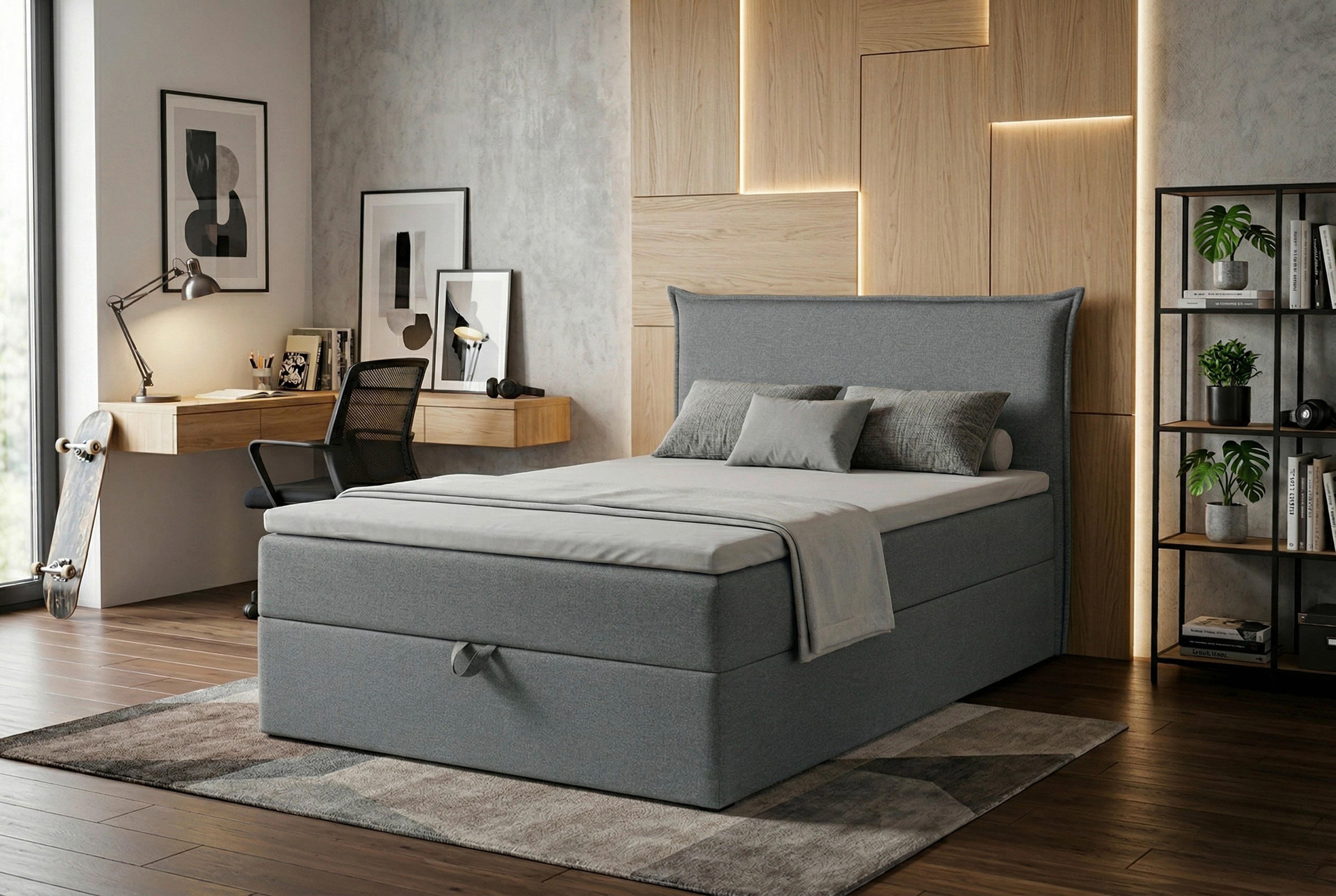 BOXBETT 120/200 cm  in Silberfarben  - Silberfarben/Schwarz, MODERN, Holzwerkstoff/Kunststoff (120/200cm) - MID.YOU