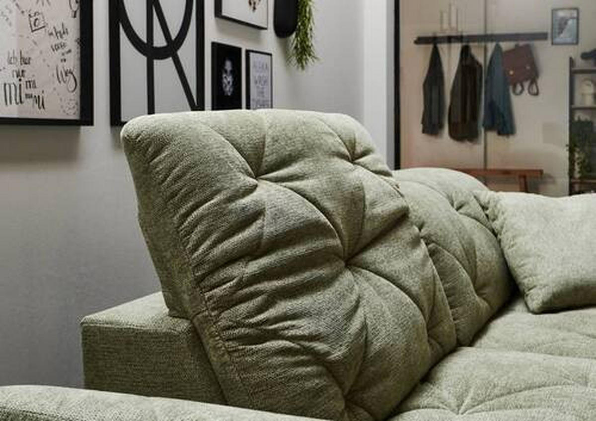 ECKSOFA in Webstoff Grün  - Schwarz/Grün, Design, Textil/Metall (173/244cm) - Moderano
