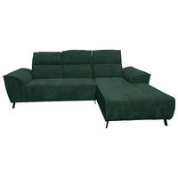 ECKSOFA Dunkelgrün Cord  - Dunkelgrün/Schwarz, KONVENTIONELL, Textil/Metall (290/196cm) - Carryhome