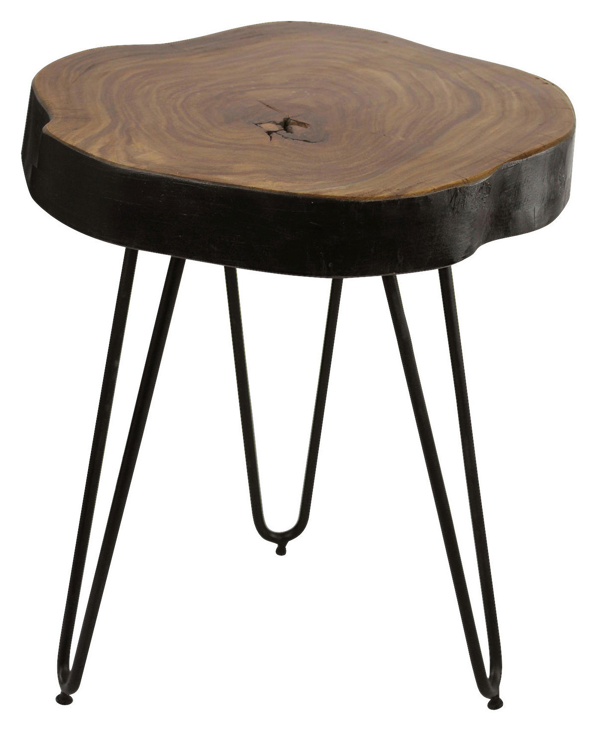 BEISTELLTISCH 35/35/45 cm Sheesham massiv Sheeshamfarben rund  - Sheeshamfarben/Schwarz, Design, Holz/Metall (35/35/45cm) - MID.YOU