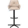 BARHOCKER Echtleder Taupe Eisen Sitzfläche 360° drehbar, inklusive Armlehnen  - Taupe/Schwarz, Design, Leder/Metall (54/99-117/52,5cm) - Novel