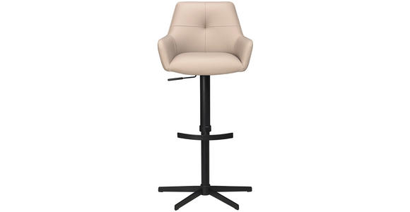 BARHOCKER Echtleder Taupe Eisen Sitzfläche 360° drehbar, inklusive Armlehnen - Taupe/Schwarz, Design, Leder/Metall (54/99-117/52,5cm) - Novel