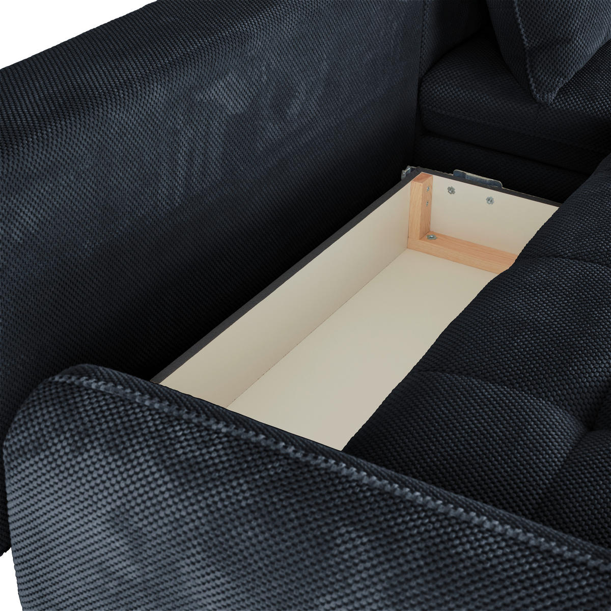 ECKSOFA WAVE Schwarz Struktur  - Beige/Schwarz, MODERN, Textil/Metall (266/189cm) - MID.YOU