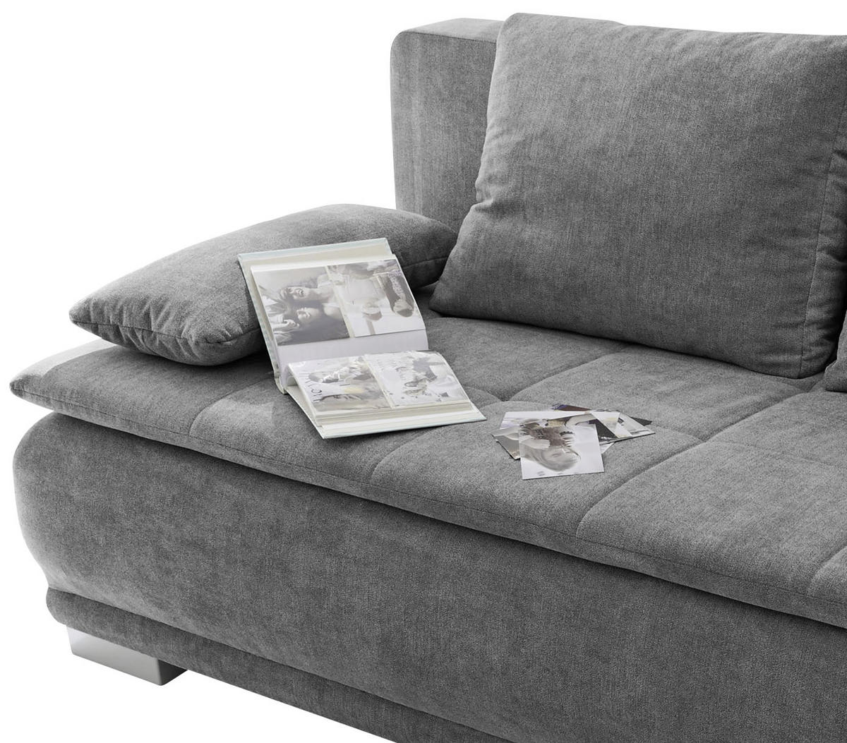 SCHLAFSOFA Mikrovelours Dunkelgrau  - Dunkelgrau/Silberfarben, MODERN, Kunststoff/Textil (208/93/105cm) - MID.YOU