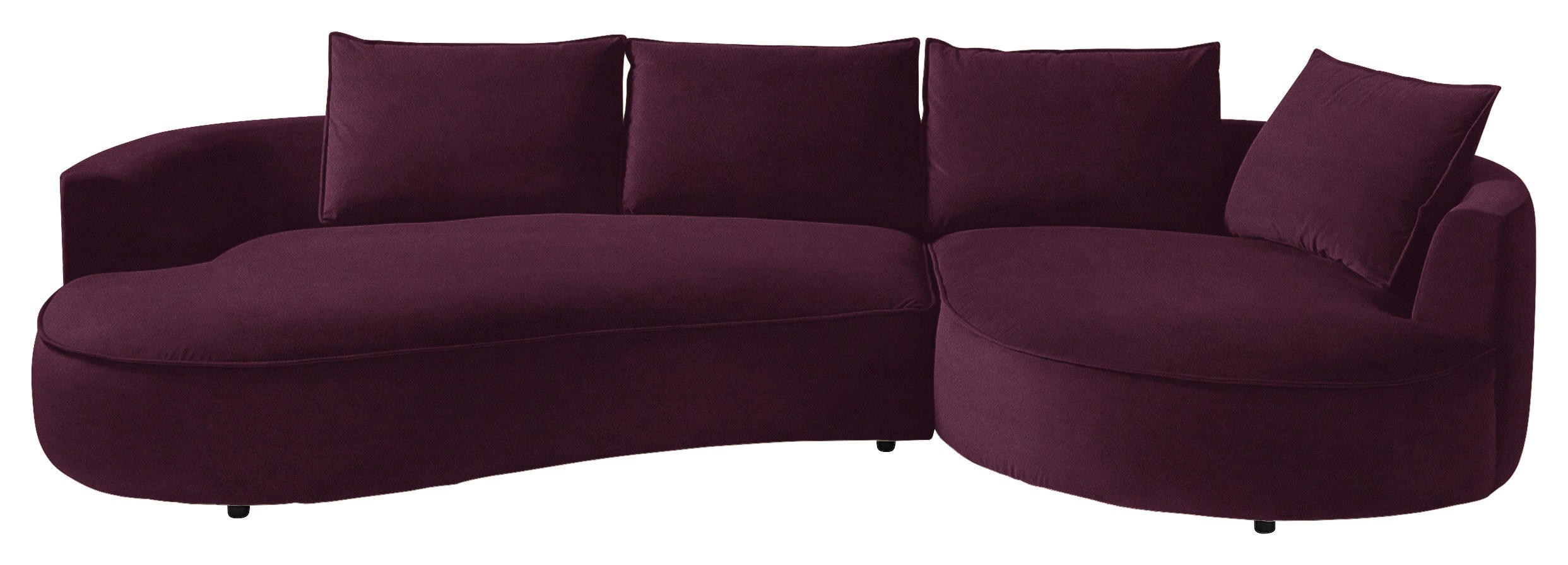 BIGSOFA in Samt Brombeere  - Brombeere/Schwarz, Design, Kunststoff/Textil (322/66/154cm) - home24
