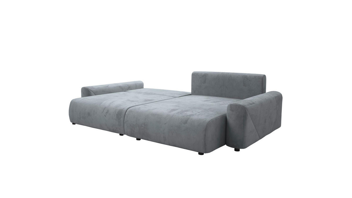 Ecksofa inkl. Funktionen Graublau Cord  - Graublau/Schwarz, MODERN, Kunststoff/Textil (238/168cm) - Stylife